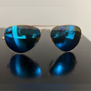 RayBan polarized Aviators, blue lens